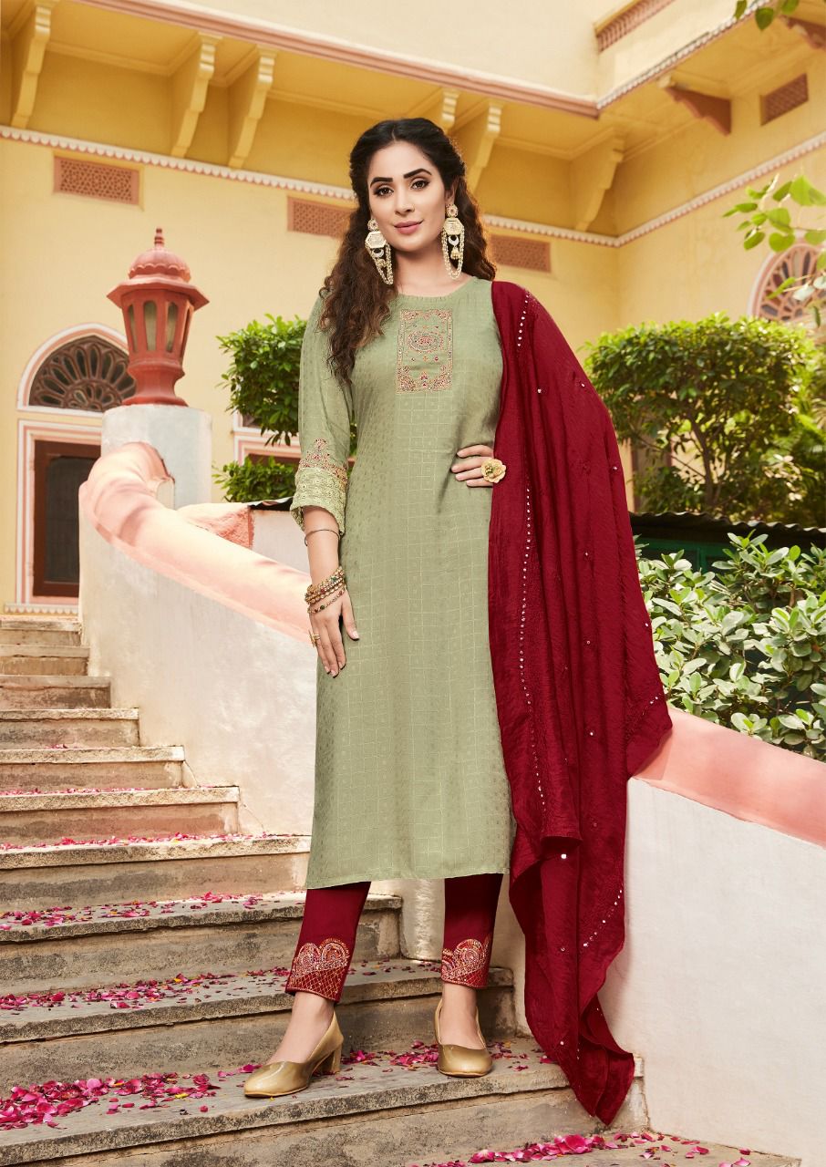 Keeloo Bittu 2 Rayon New Ethnic Wear Latest Kurti Pant With Dupatta Collection